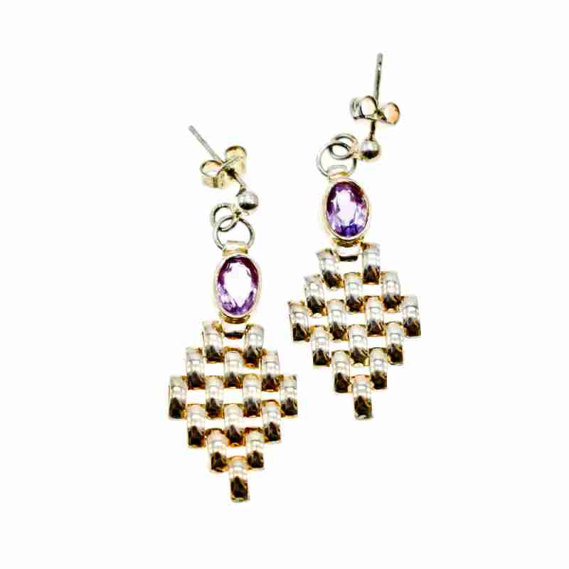 Sky Jewelry Серебряные серьги с сиреневым турмалином