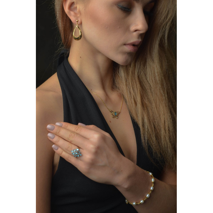 Sky Jewelry Серебряные серьги в позолоте 925 проба