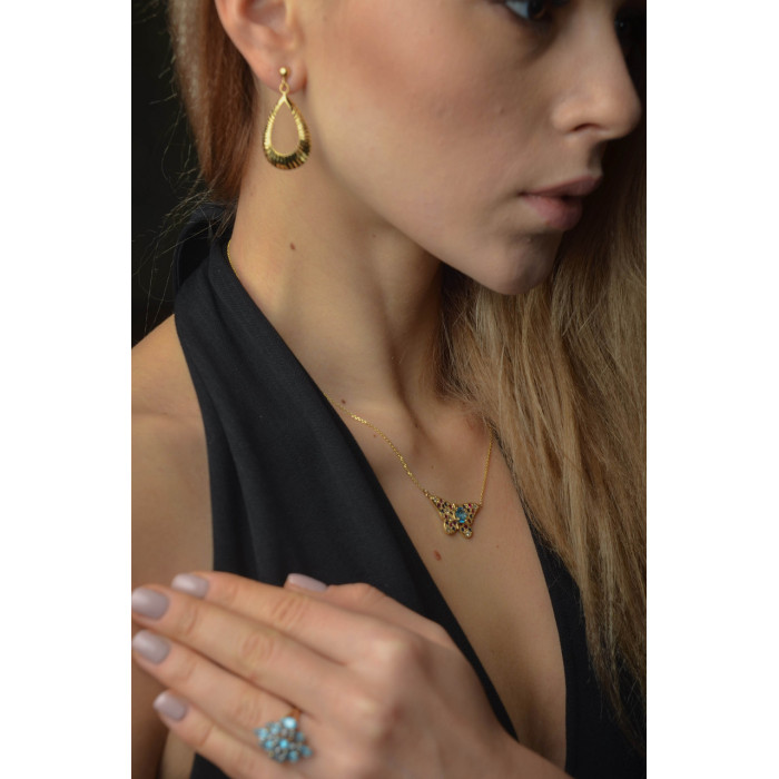 Sky Jewelry Серебряные серьги в позолоте 925 проба