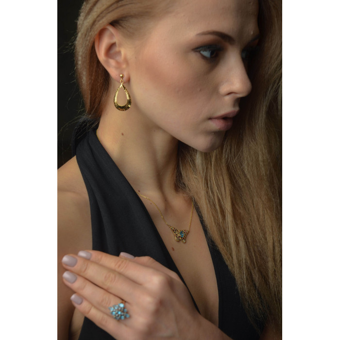 Sky Jewelry Серебряные серьги в позолоте 925 проба