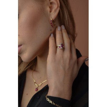 Sky Jewelry Серебряные серьги в позолоте с розовым Топазом