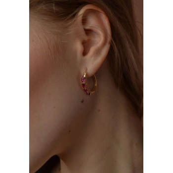 Sky Jewelry Серебряные серьги в позолоте с розовым Топазом