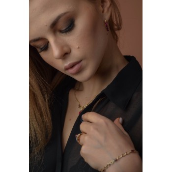 Sky Jewelry Серебряные серьги в позолоте с розовым Топазом