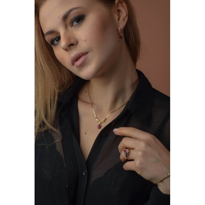 Sky Jewelry Серебряные серьги в позолоте с розовым Топазом