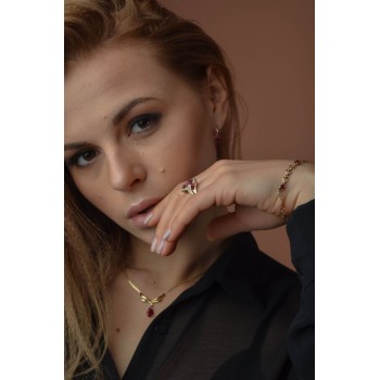 Sky Jewelry Серебряные серьги в позолоте с розовым Топазом