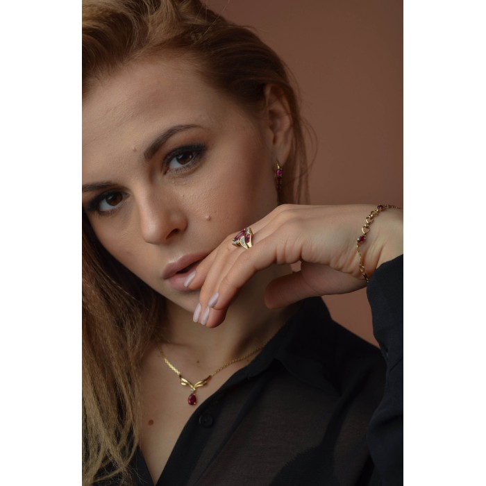 Sky Jewelry Серебряные серьги в позолоте с розовым Топазом