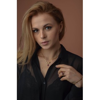 Sky Jewelry Серебряные серьги в позолоте с розовым Топазом