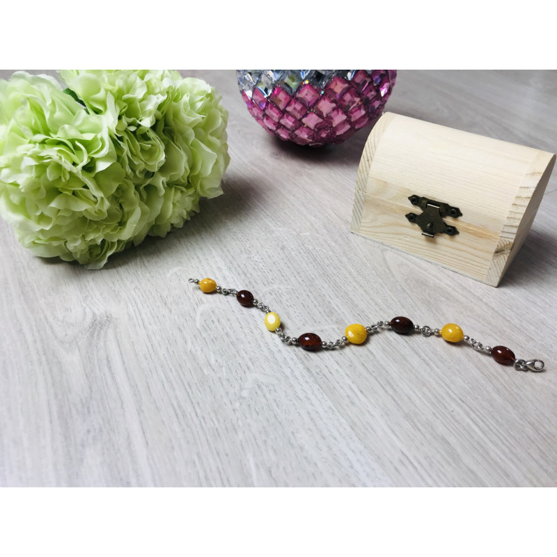 Sky Jewelry Серебряный браслет с янтарем