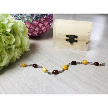Sky Jewelry Серебряный браслет с янтарем