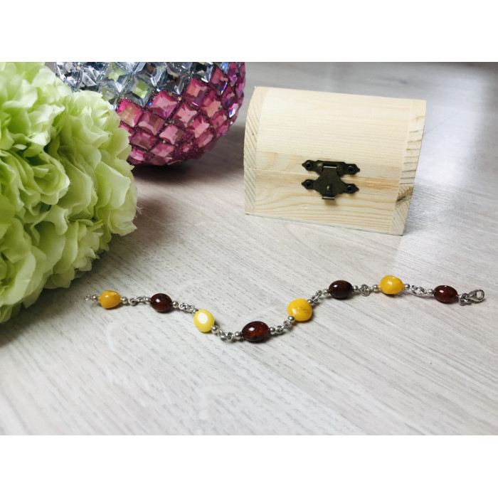 Sky Jewelry Серебряный браслет с янтарем