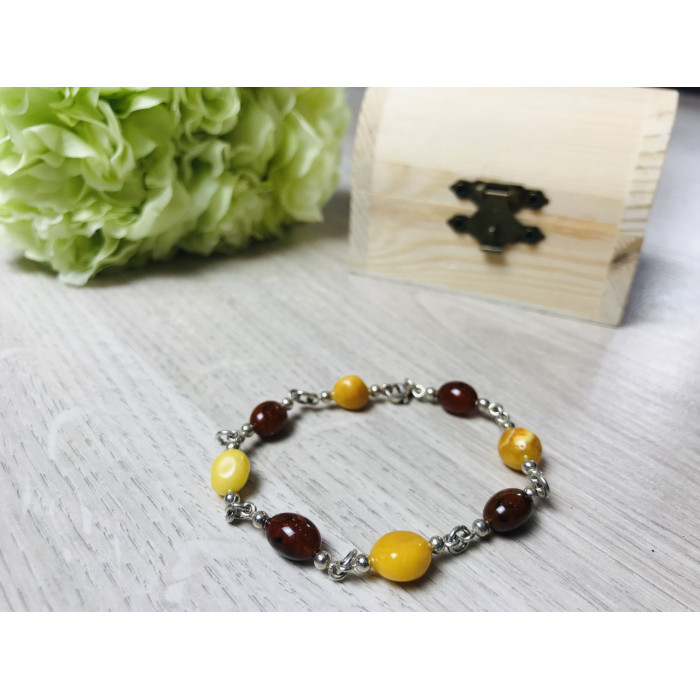 Sky Jewelry Серебряный браслет с янтарем