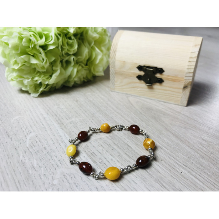 Sky Jewelry Серебряный браслет с янтарем