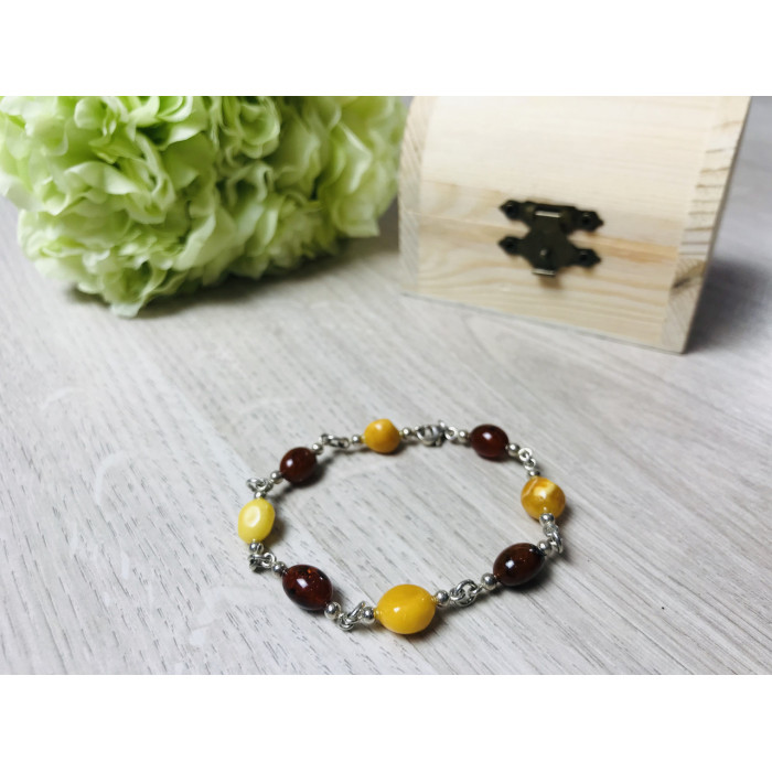 Sky Jewelry Серебряный браслет с янтарем