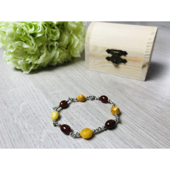 Sky Jewelry Серебряный браслет с янтарем