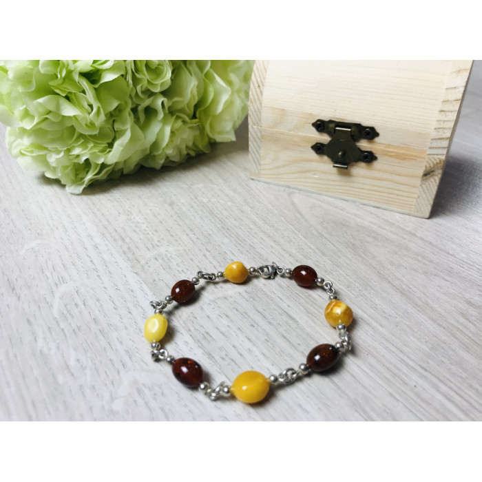 Sky Jewelry Серебряный браслет с янтарем