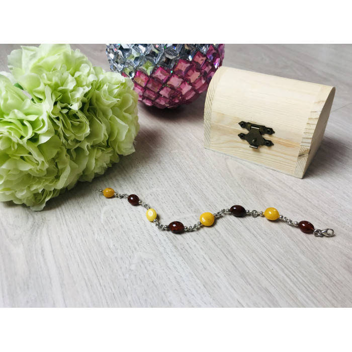 Sky Jewelry Серебряный браслет с янтарем