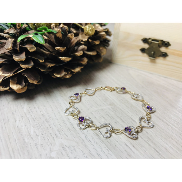 Sky Jewelry Браслет серебро в позолоте с аметистом