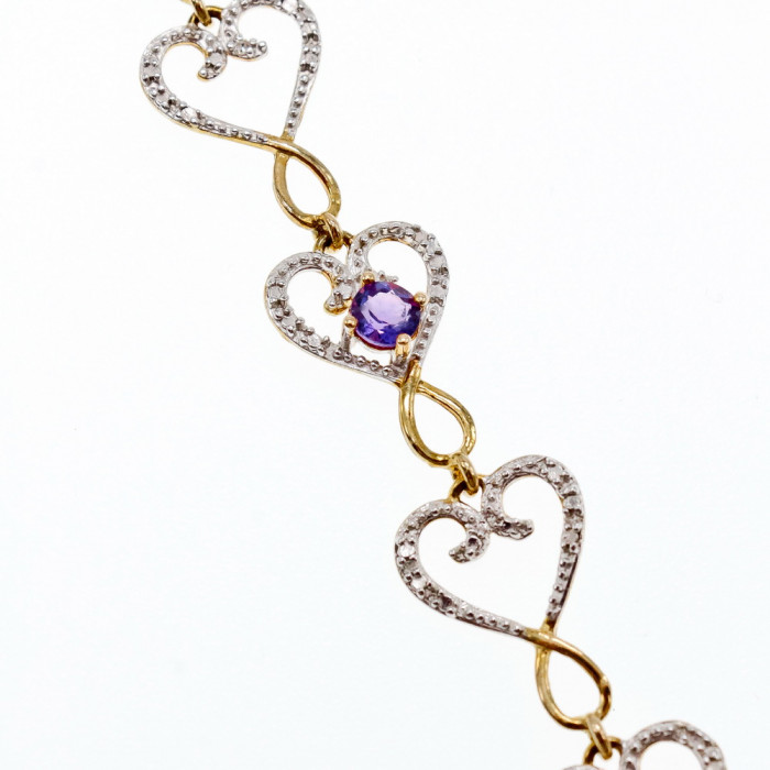 Sky Jewelry Браслет серебро в позолоте с аметистом