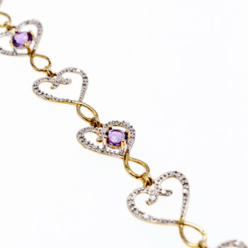 Sky Jewelry Браслет серебро в позолоте с аметистом