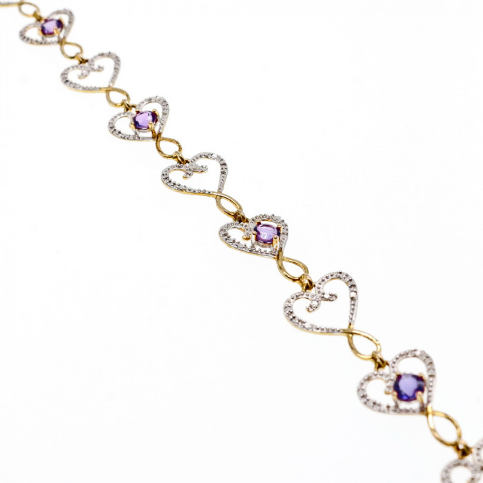 Sky Jewelry Браслет серебро в позолоте с аметистом