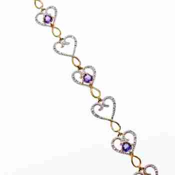 Sky Jewelry Браслет серебро в позолоте с аметистом