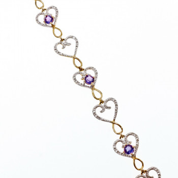 Sky Jewelry Браслет серебро в позолоте с аметистом