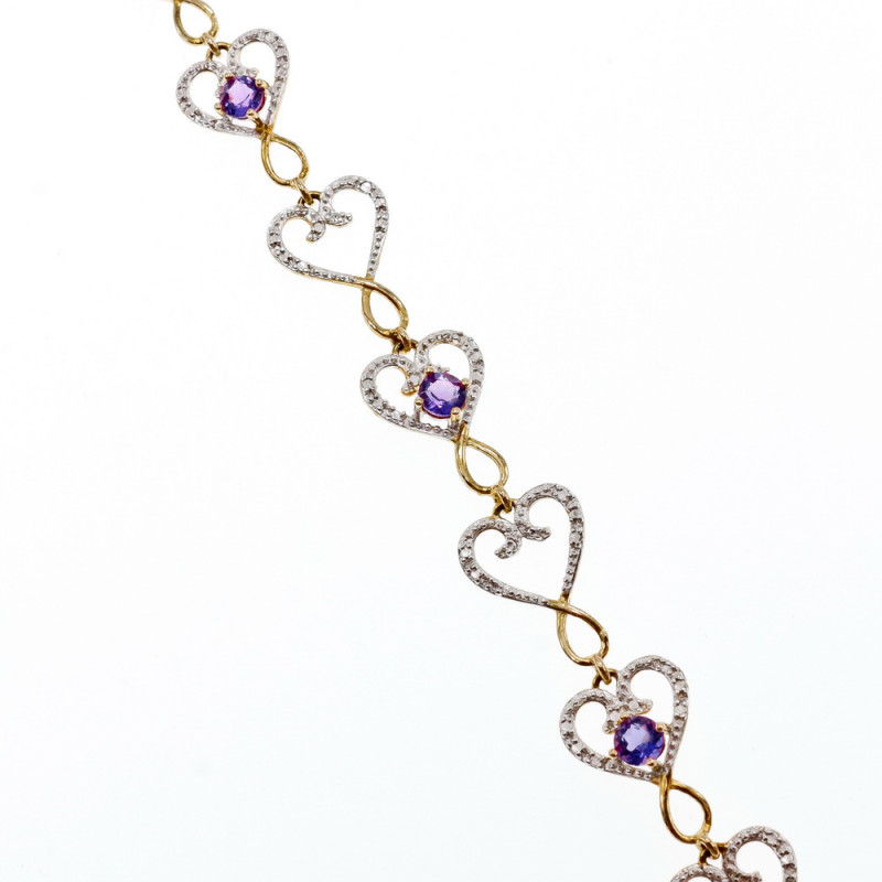 Sky Jewelry Браслет серебро в позолоте с аметистом