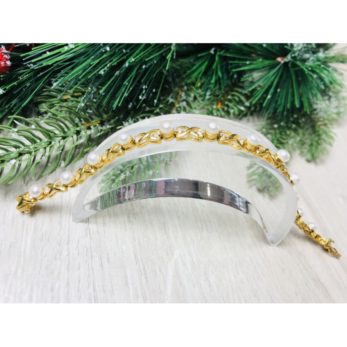 Sky Jewelry Серебряный браслет в позолоте 925 проба с жемчугом