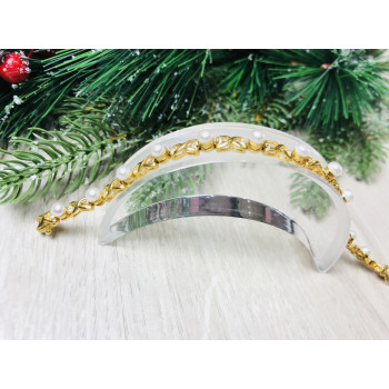 Sky Jewelry Серебряный браслет в позолоте 925 проба с жемчугом