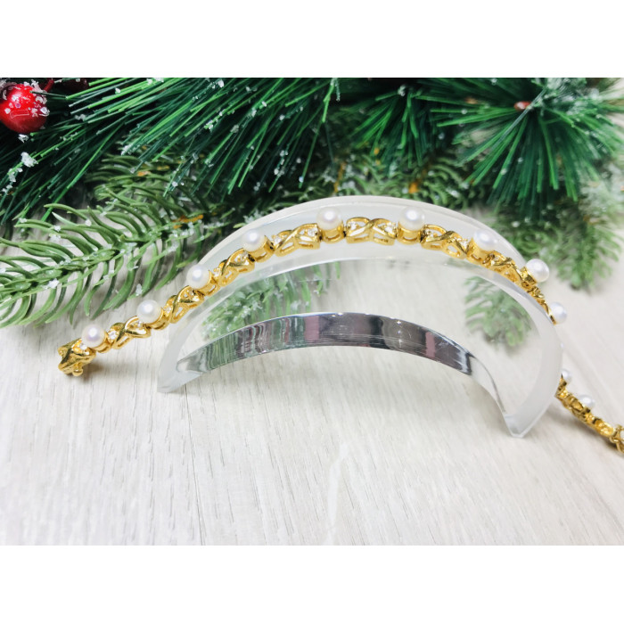 Sky Jewelry Серебряный браслет в позолоте 925 проба с жемчугом