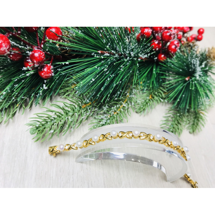 Sky Jewelry Серебряный браслет в позолоте 925 проба с жемчугом