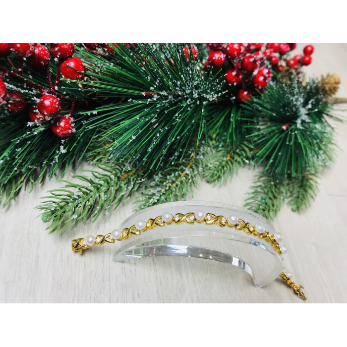 Sky Jewelry Серебряный браслет в позолоте 925 проба с жемчугом