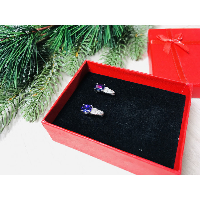 Sky Jewelry Серебряные серьги с камнем Иолит