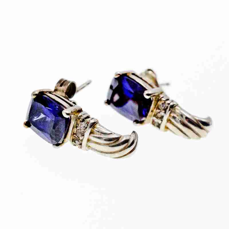 Sky Jewelry Серебряные серьги с камнем Иолит
