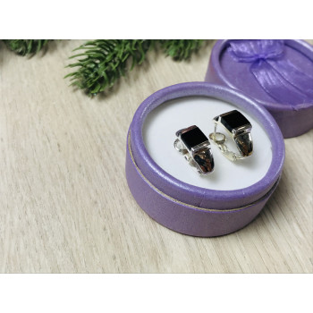 Sky Jewelry Серебряные серьги со вставками из черного Нефрита