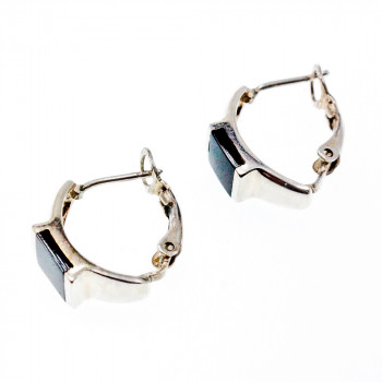 Sky Jewelry Серебряные серьги со вставками из черного Нефрита