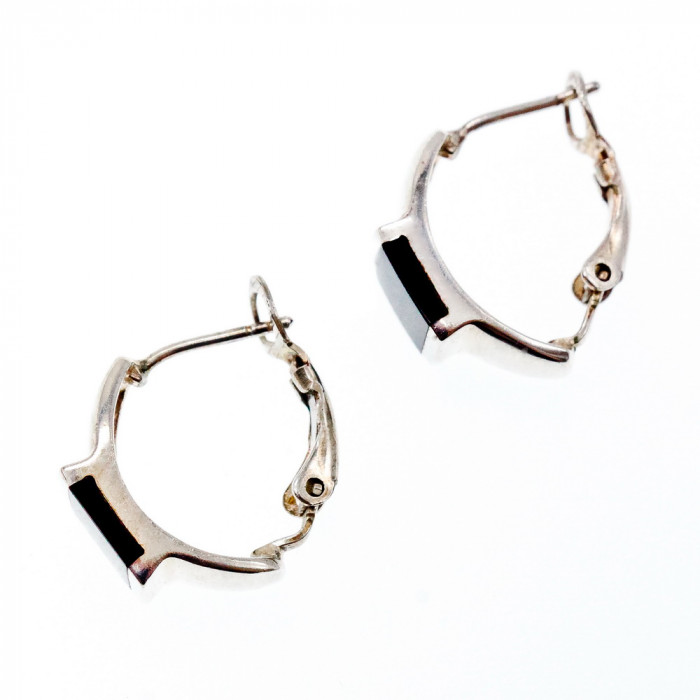 Sky Jewelry Серебряные серьги со вставками из черного Нефрита