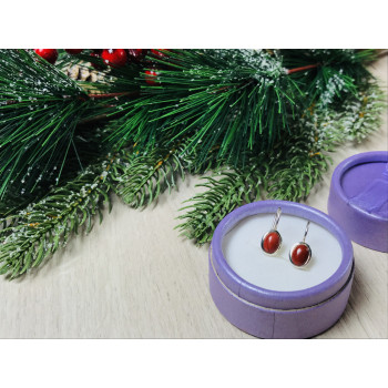 Sky Jewelry Серебряные серьги с красным жадеитом