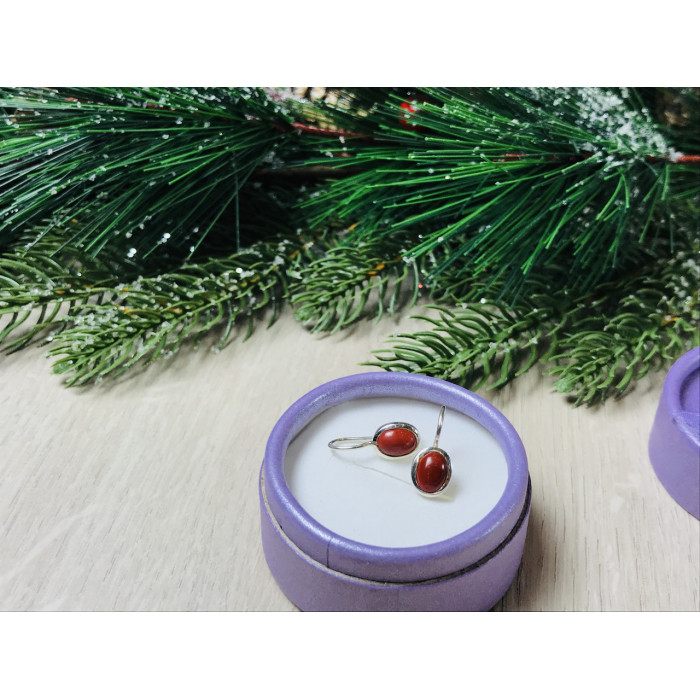 Sky Jewelry Серебряные серьги с красным жадеитом