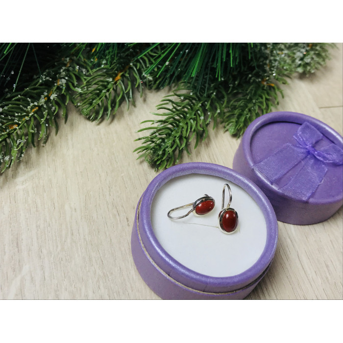 Sky Jewelry Серебряные серьги с красным жадеитом