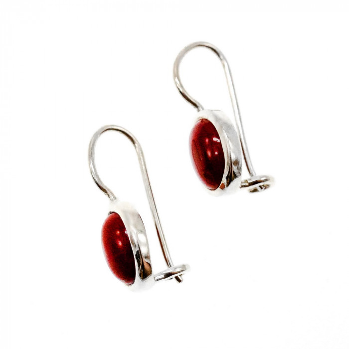 Sky Jewelry Серебряные серьги с красным жадеитом