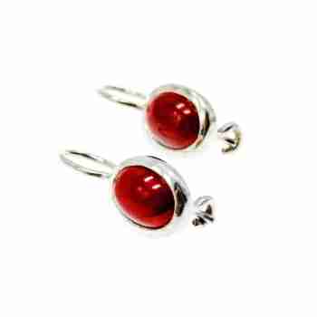 Sky Jewelry Серебряные серьги с красным жадеитом