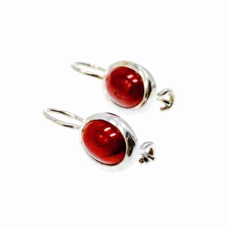 Sky Jewelry Серебряные серьги с красным жадеитом