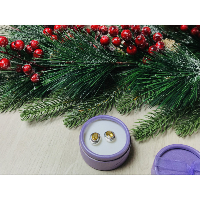 Sky Jewelry Серебряные серьги с цитрином