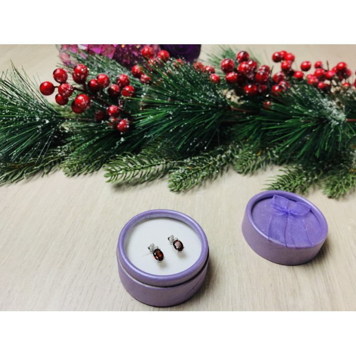 Sky Jewelry Серебряные серьги с гранатом
