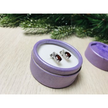 Sky Jewelry Серебряные серьги с гранатом