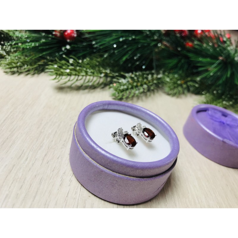 Sky Jewelry Серебряные серьги с гранатом