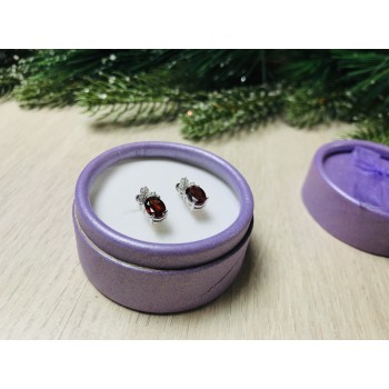 Sky Jewelry Серебряные серьги с гранатом