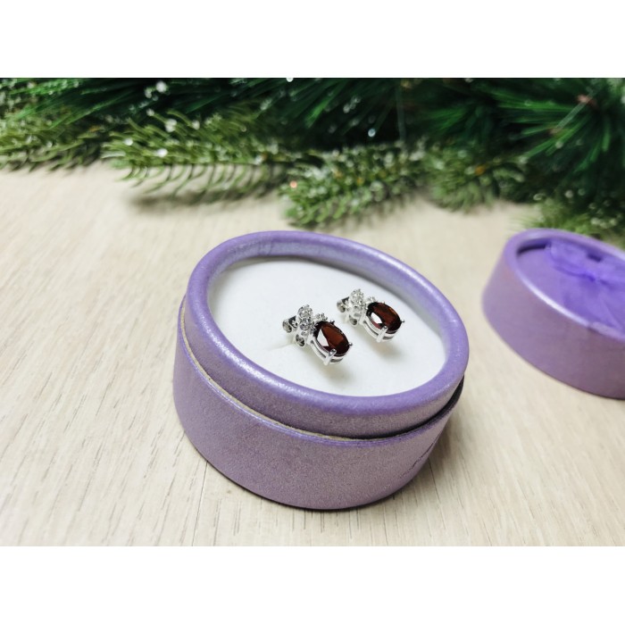 Sky Jewelry Серебряные серьги с гранатом