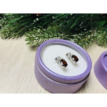 Sky Jewelry Серебряные серьги с гранатом